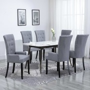 Dining Chairs with Armrests 6 pcs Light Grey Fabric