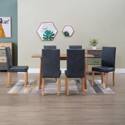 Dining Chairs 6 pcs Grey Faux Suede Leather