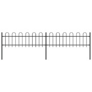 Garden Fence with Hoop Top Steel  Black