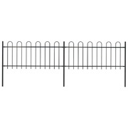 Garden Fence with Hoop Top Steel-  Black