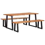 3 Piece Dining Set Solid Oak