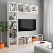 3 Piece Book/TV Cabinet Set High Gloss White