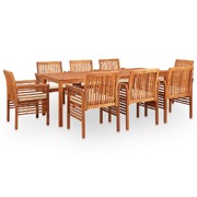 9 Piece Outdoor Dining Set with Cushions Solid Acacia Wood