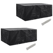 Garden Furniture Covers 2 pcs 8 Person Poly Rattan Set 10 Eyelets 229x113cm
