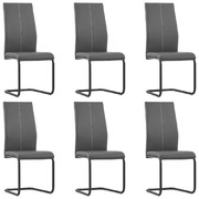 Dining Chairs 6 pcs Grey Faux Leather
