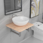 Two Piece Bathroom Furniture Set Ceramic Oak