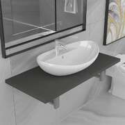 Two Piece Bathroom Furniture Set Ceramic Grey