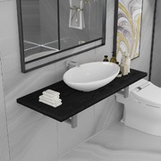 Two Piece Bathroom Furniture Set Ceramic Black