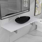 Two Piece Bathroom Furniture Set Ceramic White