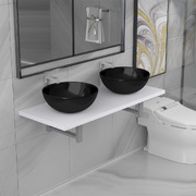 Three Piece Bathroom Furniture Set Ceramic White