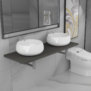 Three Piece Bathroom Furniture Set Ceramic Grey