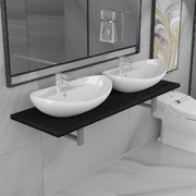 Three Piece Bathroom Furniture Set Ceramic Black