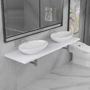 Three Piece Bathroom Furniture Set Ceramic White