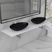 Three Piece Bathroom Furniture Set Ceramic White