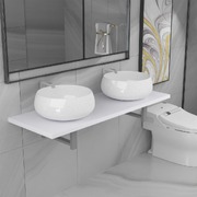 Three Piece Bathroom Furniture Set Ceramic White