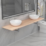 Three Piece Bathroom Furniture Set Ceramic Oak