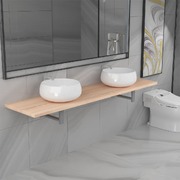 Three Piece Bathroom Furniture Set Ceramic Oak
