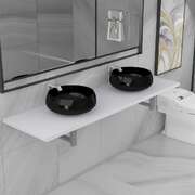 Three Piece Bathroom Furniture Set Ceramic White