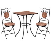 3 Piece Mosaic Bistro Set Ceramic Tile Terracotta