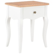 Nightstand White and Brown Solid Pine Wood