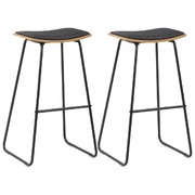 Bar Stools 2 pcs Black Faux Leather
