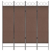 4-Panel Room Divider Brown 