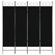4-Panel Room Divider Black 