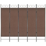 5-Panel Room Divider Brown 200x180 cm