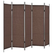 5-Panel Room Divider Brown 250x180 cm