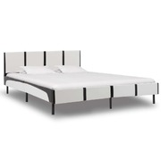 Bed Frame White and Black faux Leather  -Queen