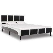 Bed Frame Black and White faux Leather  -Double