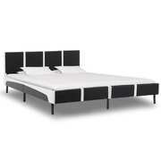 Bed Frame Black and White faux Leather  -Queen