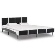 Bed Frame Black and White faux Leather  -King