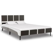 Bed Frame Grey and White faux Leather  -Double