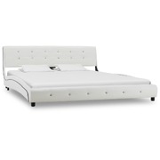 Bed Frame White faux Leather  Queen
