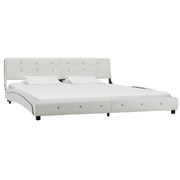 Bed Frame White faux Leather  King