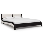 Bed Frame Black and White faux Leather  King
