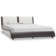 Bed Frame Grey and White faux Leather King Single