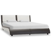 Bed Frame Grey and White faux Leather  Double