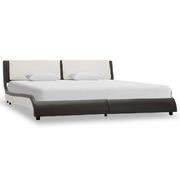 Bed Frame Grey and White faux Leather  Queen