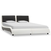 Bed Frame White and Black faux Leather King Single