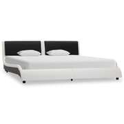 Bed Frame White and Black faux Leather  King