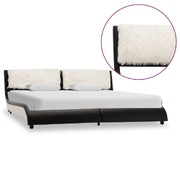 Bed Frame Black and White faux Leather  Queen