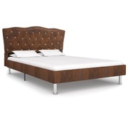 Bed Frame Brown Fabric King Single