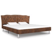 Bed Frame Brown Fabric  Double