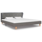 Bed Frame Light Grey Fabric  Queen