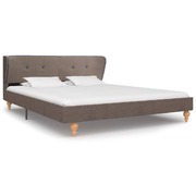 Bed Frame Taupe Fabric   Queen
