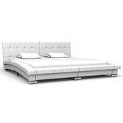 Bed Frame White faux Leather, Queen