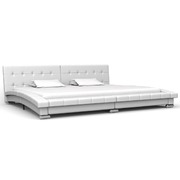 Bed Frame White faux Leather, King