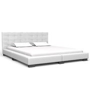 Bed Frame White faux Leather-Queen Size